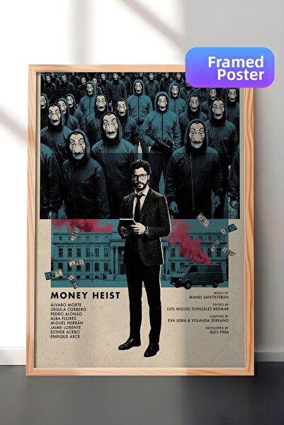 Postifull Αφίσα με ξύλινο πλαίσιο Money Heist, Πίνακας Κινηματογράφου και Τηλ...