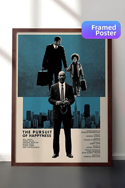 Postifull Η αναζήτηση της ευτυχίας, αφίσα με καφέ πλαίσιο, πίνακας κινηματογρ...