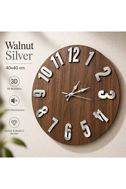 LotusLazer Tasarım Walnut Silver Roman – Wooden Look Silver Mirrored Roman Nu...