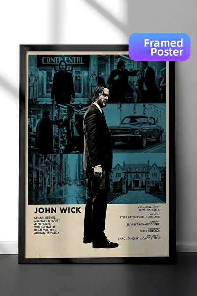 Postifull Αφίσα με μαύρο πλαίσιο John Wick, Πίνακας κινηματογράφου και τηλεοπ...