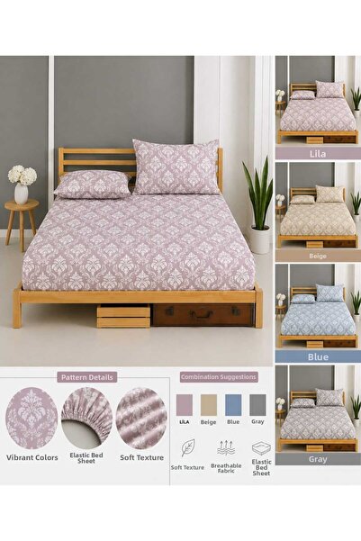 Altıntaş soft Σετ ελαστικών σεντονιών με διπλό μαξιλαροθήκη, βαμβακερό σχέδιο...