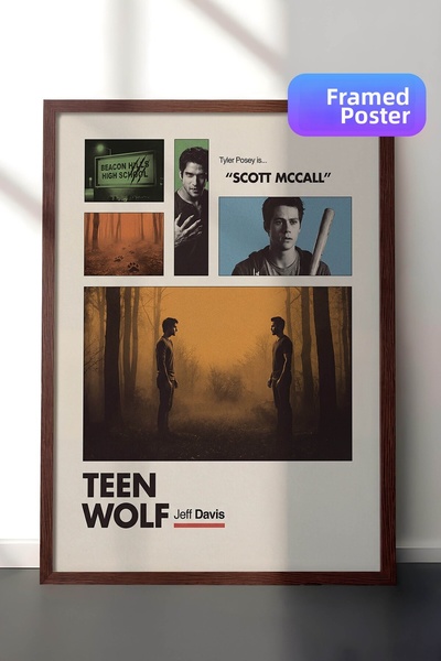 Postifull Αφίσα Teen Wolf με καφέ πλαίσιο, Πίνακας κινηματογράφου και τηλεοπτ...