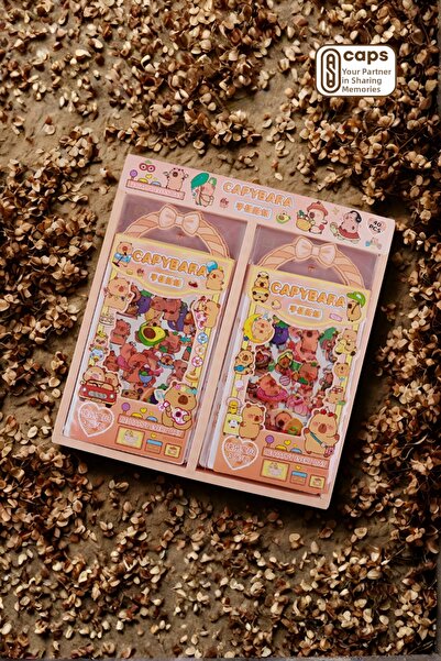 caps office 1 τεμάχιο, 3 φύλλα, σετ αυτοκόλλητων με θέμα την καπιμπάρα, 80+ δ...