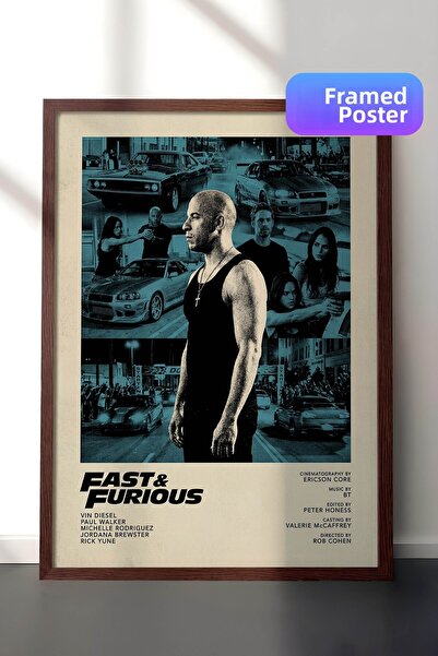 Postifull Αφίσα Fast & Furious με καφέ πλαίσιο, Πίνακας Κινηματογράφου και Τη...