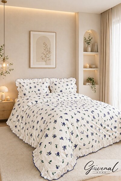 Güvenal Σετ Παπλωματοθήκη Queen Frilly Διπλό 100% Βαμβακερό Ranforce |   Κάλυ...