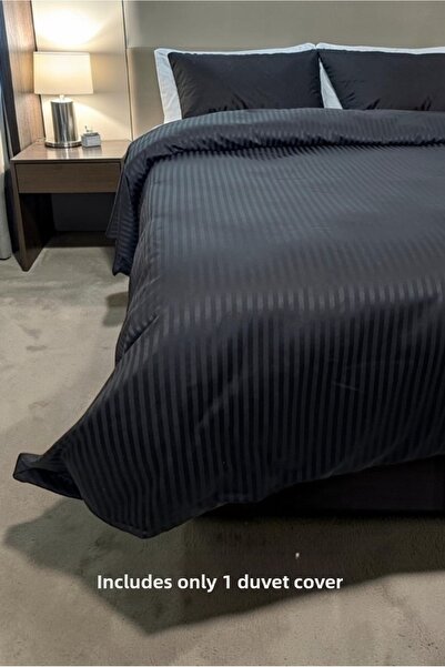 VESSİNOHOME Παπλωματοθήκη Μόνο Βαμβακερό Σατέν Μονό Πολυτελές Ριγέ Σατέν Παπλ...