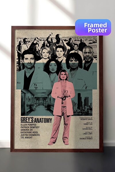 Postifull Αφίσα Grey’s Anatomy με καφέ πλαίσιο, Πίνακας Κινηματογράφου και Τη...