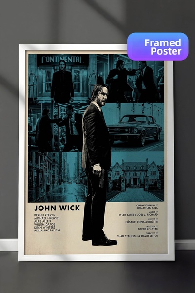 Postifull Αφίσα John Wick με λευκό πλαίσιο, Πίνακας κινηματογράφου και τηλεοπ...
