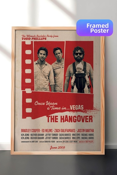 Postifull Η αφίσα The Hangover με ξύλινο πλαίσιο, ζωγραφική ταινιών και σειρώ...