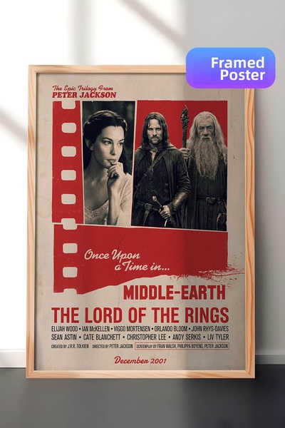 Postifull Ο Άρχοντας των Δαχτυλιδιών Ξύλινη Αφίσα με Κορνίζα, Πίνακας Κινηματ...