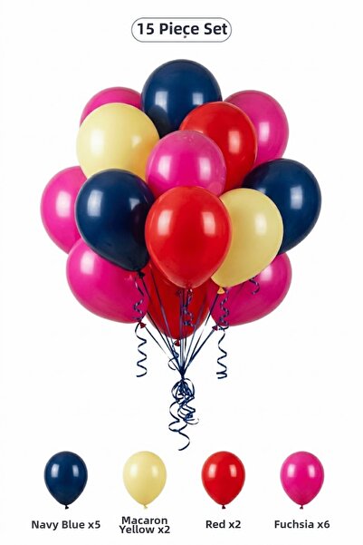 BALOMİS Welcome Baby Balloon Set Fuchsia Midnight Blue 15 Pieces Hospital Roo...