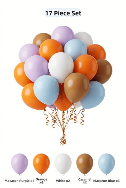 BALOMİS Garden Themed Balloon Set Macaron Lilac Blue 17 Pieces Girls Birthday...