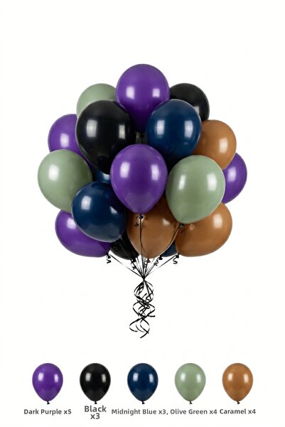 BALOMİS Space Themed Balloon Set Dark Purple Caramel 19 Pieces Boy's Birthday...