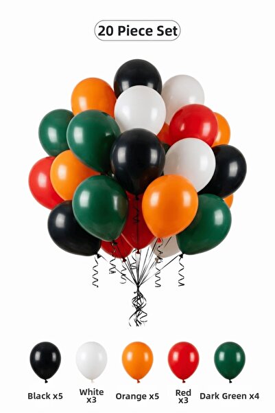 BALOMİS Engineer Themed Balloon Set Black Orange 20 Pieces Boy's Birthday Par...