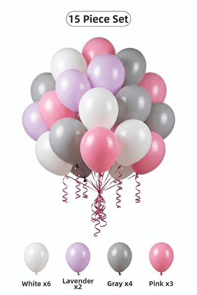 BALOMİS Angel Themed Balloon Set White Gray 15 Pieces Girls Birthday Party De...