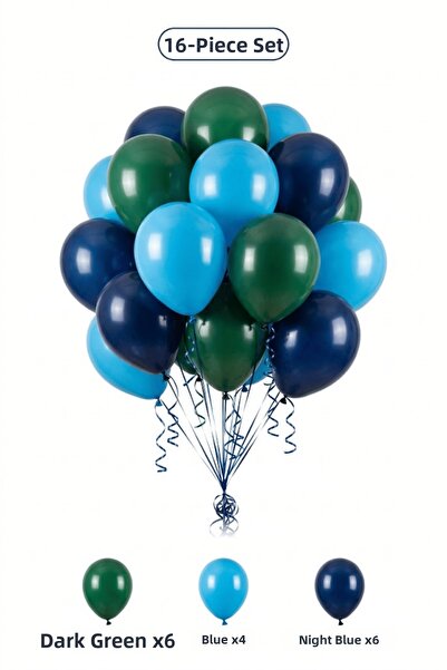 BALOMİS Spiderman Themed Balloon Set Dark Green Midnight Blue 16 Pieces Boy's...