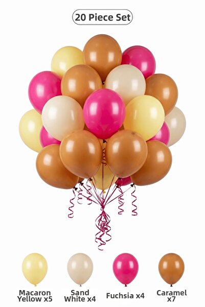 BALOMİS Magnolia Themed Balloon Set Caramel Sand White 20 Pieces Girls Birthd...