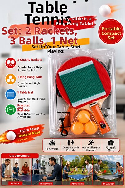 Muhcu Home Table Tennis Set |   2 Rackets 3 Balls + File |   Portable Ping Po...