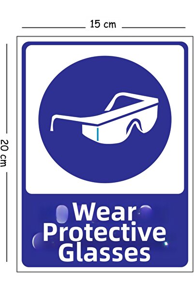 Mayeka Metal Protective Glasses Sign 15X20 cm Warning Work Safety Sign