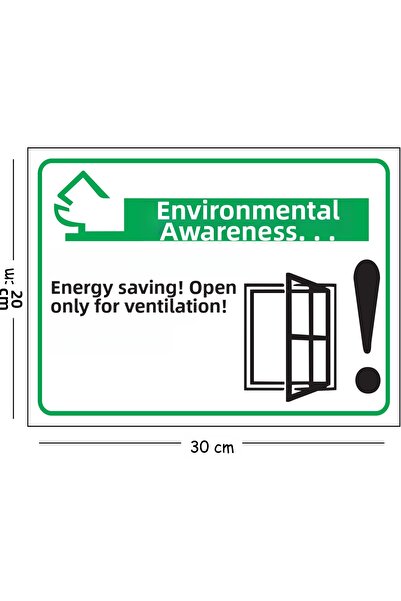 Mayeka Metal Environmental Awareness Sign Energy Saving Only Open for Ventila...