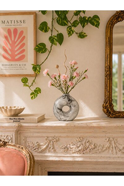 Atiye Studio |   Handmade Stone Powder Donut Vase – Splatter Patterned |   De...