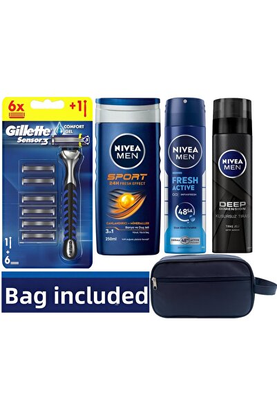 Gillette Сензор3 Самобръсначка + 6 резервни ножчета за бръснене + Душ гел + Д...