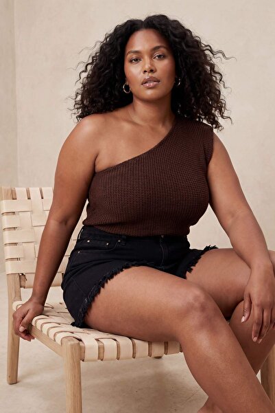 Trendyol Curve Μαύρο σκισμένο σορτς τζιν με ψηλή ελαστική μέση, 100% βαμβάκι,...