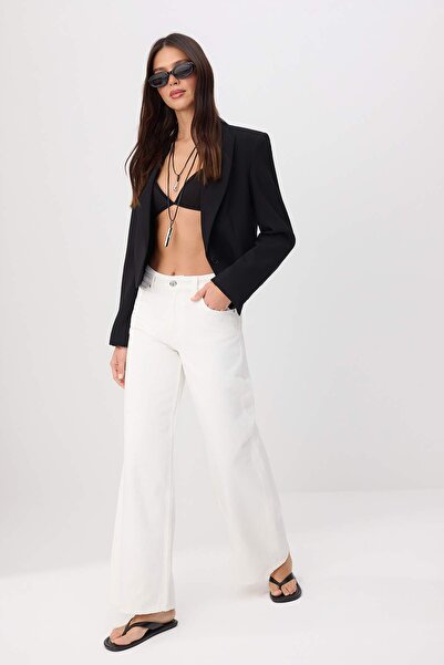 Συλλογή Trendyol Premium Εκρού Ειδικό Ύφασμα DRAPED Ψηλόμεσο 100% Βαμβάκι Τζι...