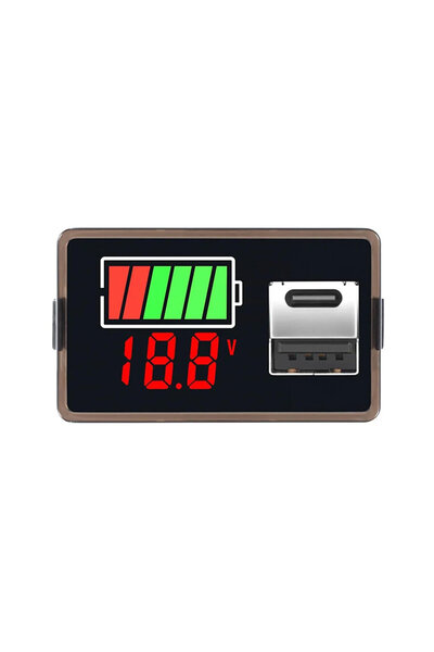 Motorobit 12V Akü Kapasite Göstergesi USB+Type-C - Kırmızı