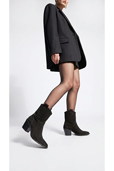 inizio Μαύρες καλοκαιρινές μπότες από σουέντ SL337
