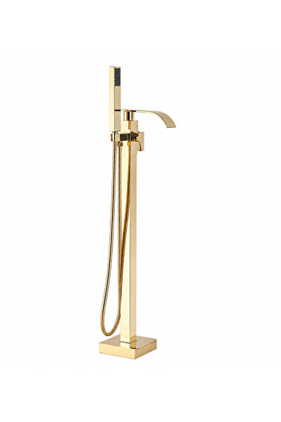 BisDesign Βρύση Μπανιέρας, Επιδαπέδια, Ελεύθερη, Τετράγωνη, Γυαλιστερό Χρυσό,...