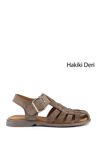 GÖNDERİ(R) Γυναικεία σανδάλια από γνήσιο δέρμα με κλειστή μύτη και λουράκια μ...