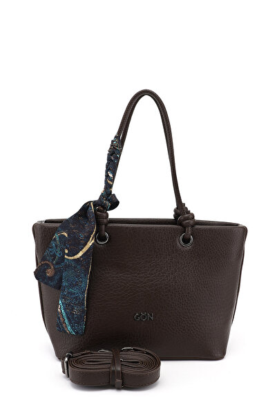 GÖNDERİ(R) Γυναικεία τσάντα χεριού και ώμου με μακρύ λουράκι σε καφέ χρώμα