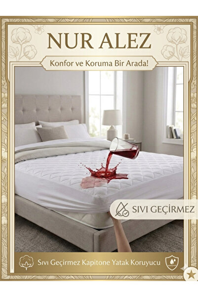 NUR ALEZ Kapitone Pamuklu Su Sıvı Geçirmez Full Kenar Koruyucu Alez Lastikli ...