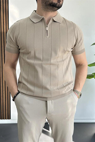 Edwox Ανδρικό μπλουζάκι με μισό φερμουάρ Polo Neck Mink Edw257