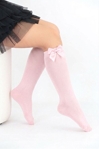 Daymod Κοριτσίστικες κάλτσες με ροζ φιόγκο μέχρι το γόνατο
