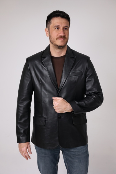 Antilop Deri Hakiki Deri Siyah Deri Blazer Model Detaylı Deri Ceket