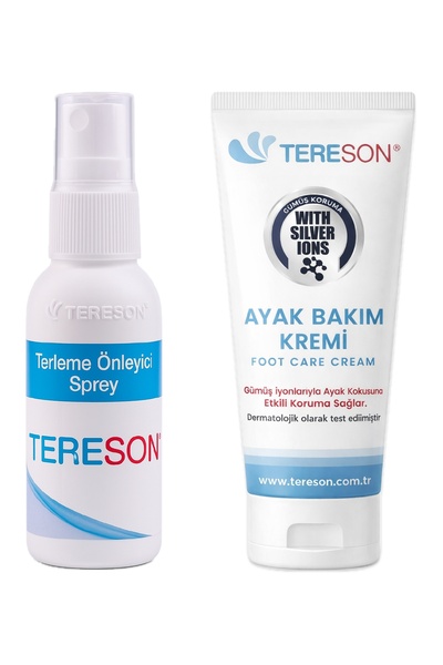 Tereson Terleme Önleyici Sprey 50 ml + Koku Karşıtı Ayak Bakım Kremi Gümüş Iy...