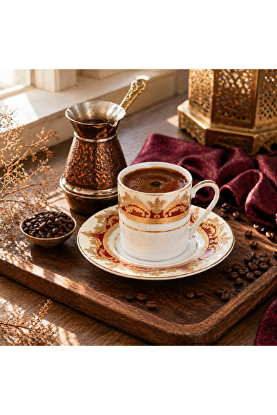 Hi-Text Turkish Coffee Cup Set With Gold Plated 12 Pieces