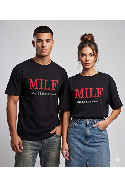 Edizen Mılf Ferrari Hamilton Formula 1 Premium T-shirt Unisex Oversize %100 P...