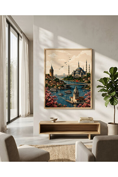 SUKUNART Galata & Camii Detaylı Dekoratif Duvar Tablosu K160