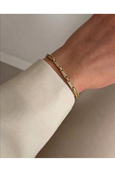 DipOL Butik Xuping Vip Series Zircon Stone Rowed Ellipse Bracelet - Gold Plat...