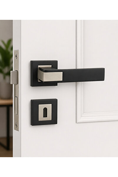 Sofuoğlu Λαβή δωματίου Asude / Ç.kare με ροζέτα, βαφή ματ μαύρο σατέν (Alm)