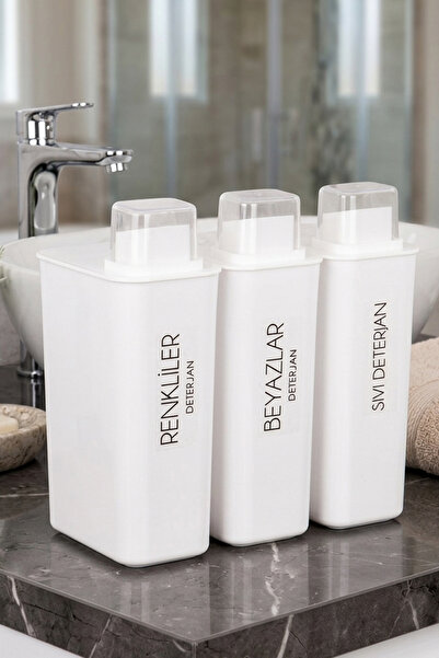 Dolkin Home Set of 3 Self-Scaled Detergent Dispenser Boxes Colors Whites Liqu...
