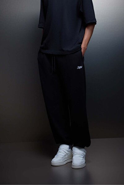 Slatra Ανδρική μαύρη φόρμα Basic Παντελόνι jogger