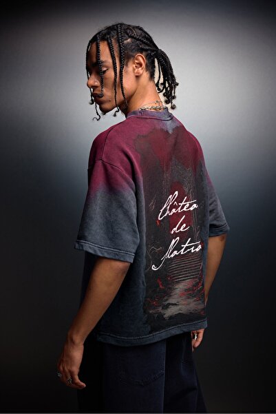 Slatra Tricou pentru bărbați, antracit, Chateau Box Fit, cu efect de spălare