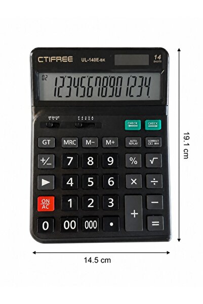 CTIFREE Dk Dijital Büyük Boy Masaüstü Hesap Makinesi 14 Hane (UL-140E-BK)