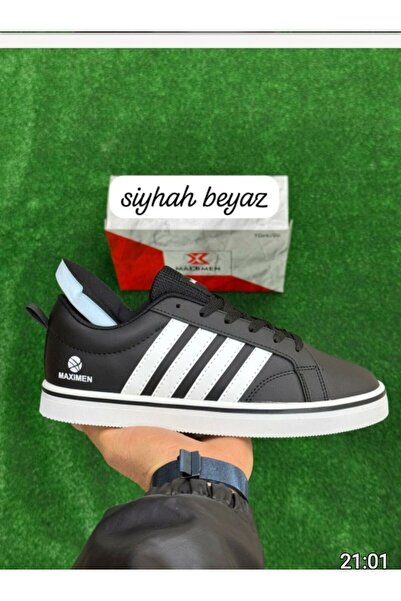 NHA 5807 erkek siyah beyaz ortopedik kaymaz taban günlük sneaker spor ayakkabı