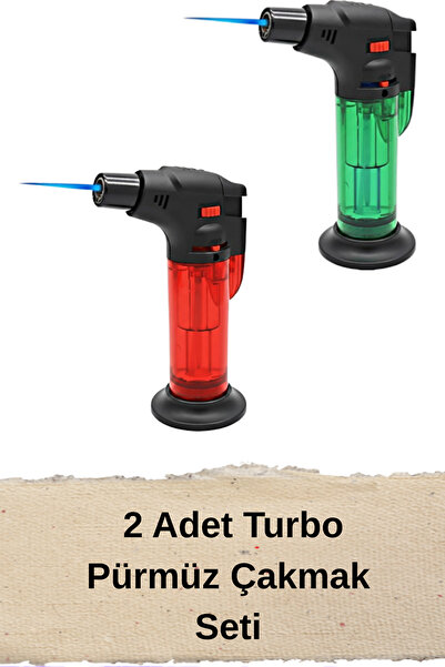 hırdawhat 2’li Turbo Pürmüz Çakmak Seti + 1 Adet Yedek Doldurma Gazı