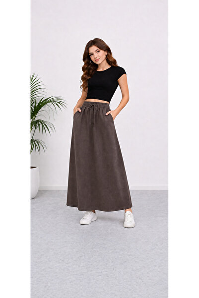 İDOL GİYİM Women's TENCEL™ Elastic Waist Long Skirt